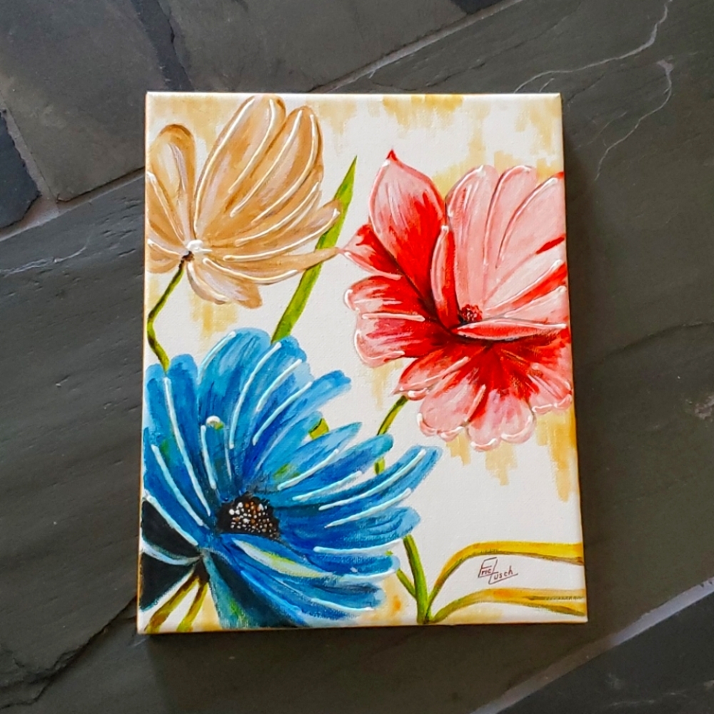 Signed 8x10 acrylic Floral Painting